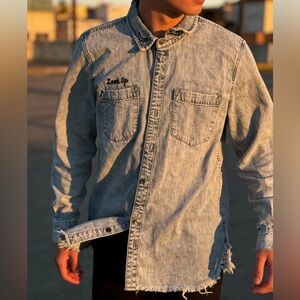 Lucky Brand Light Blue Denim Shirt with Embroidered Details